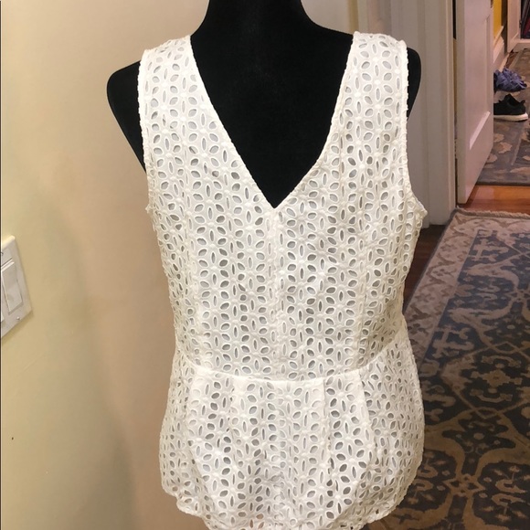 Ann Taylor Lace Eyelet Peplum White 12 - Picture 3 of 3